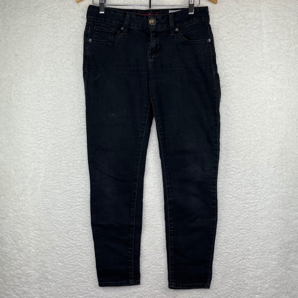 Guess Denim - Guess Womens EMMA Skinny Jeans Faded Black Mid Rise Denim Iconic Logo Size 29